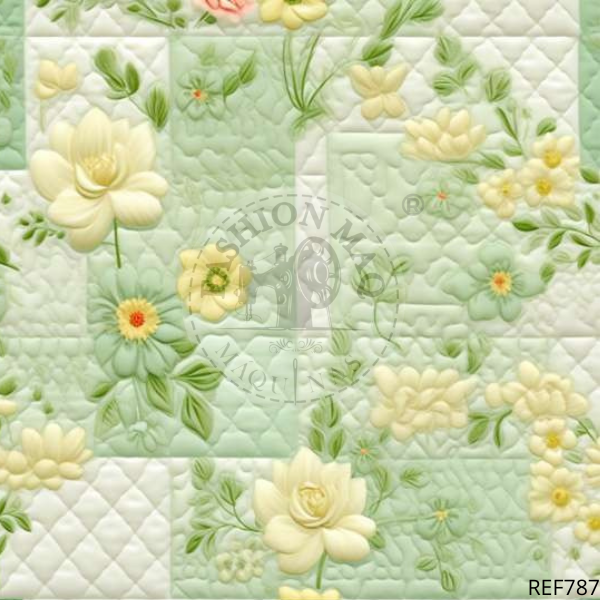 Tecido Tricoline Digital Quilt Verde 1