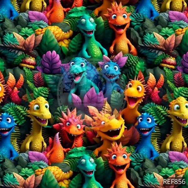 Tecido Tricoline Digital Dino 1