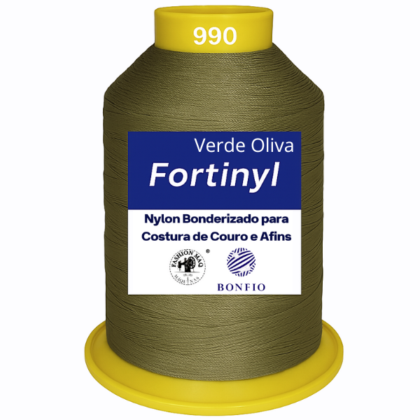 Linha de Nylon Bonfio Gramatura 60 (100% Poliamida) Cor Verde Oliva - Para Costura de Couro e Afins