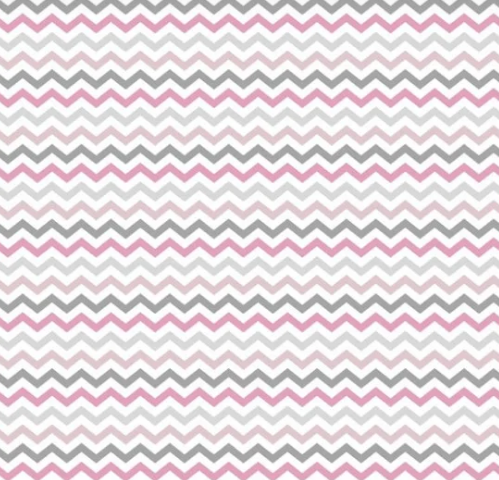 Tecido Tricoline Chevron Rosa com Cinza