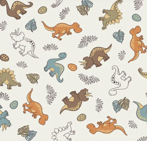 Tecido Tricoline Dinos Bege