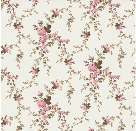 Tecido Tricoline Floral Branco