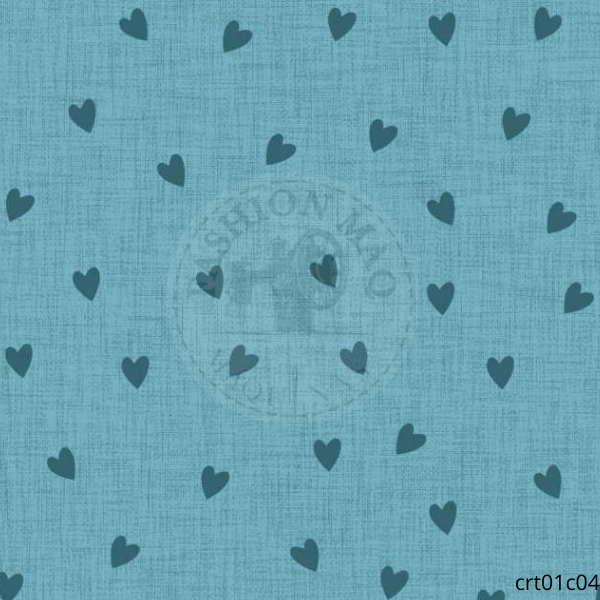 Tecido Tricoline Coração com Textura Acquamarine