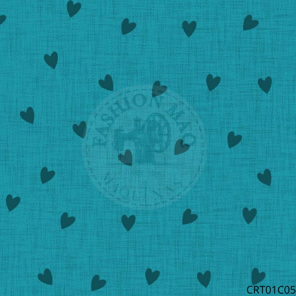 Tecido Tricoline Coração com Textura Tiffany