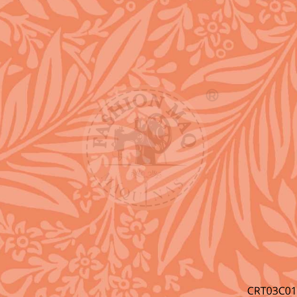 Tecido Tricoline Galhos Laranja