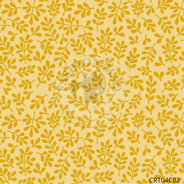 Tecidos Tricoline Folhinhas Amarelo