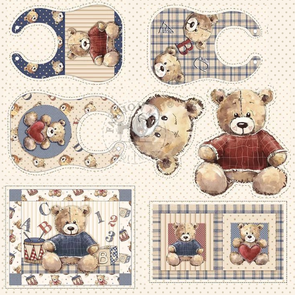 Painel Fuxicos E Fricotes Digital Babador Teddy Bear