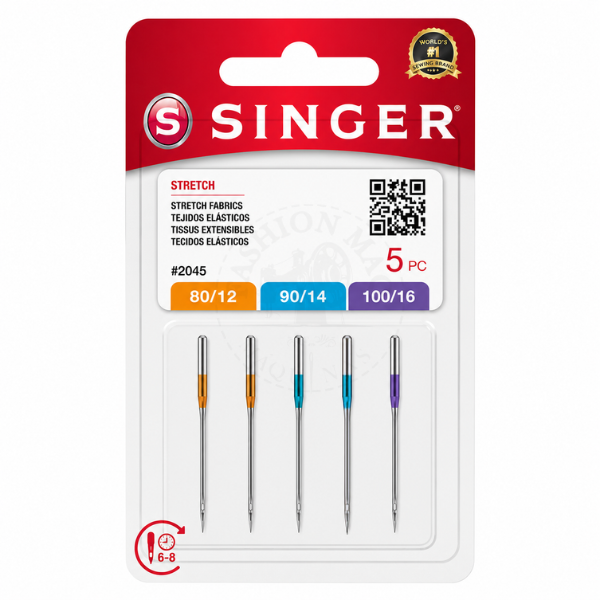 Agulha Singer Doméstica P/ Costurar Malha 2045 Nº12/14/16 Pct C/ 5un