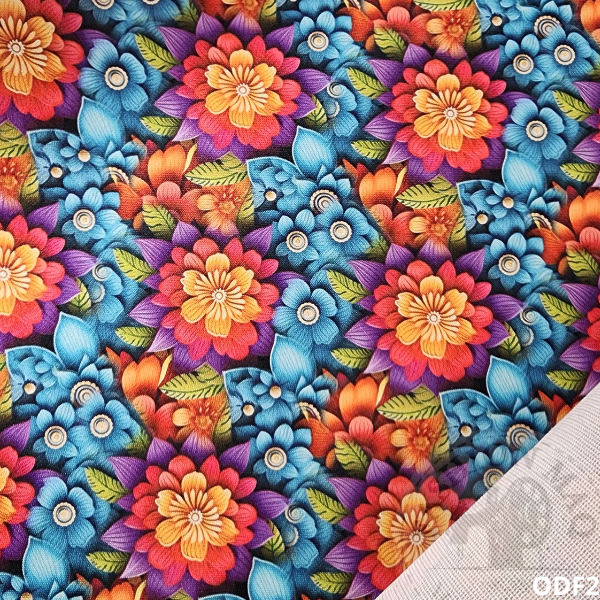 Oxford Dublado Florais Azul 3D
