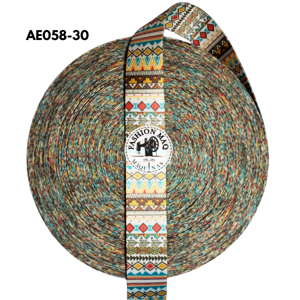 Alça Chic 30mm Estampada Tribal Amarelo