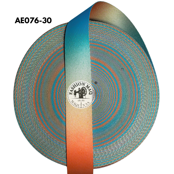 Alça Chic 30mm Estampada Degradê Laranja e Azul