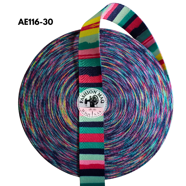 Alça Chic 30mm Estampada Listras Aquarelas