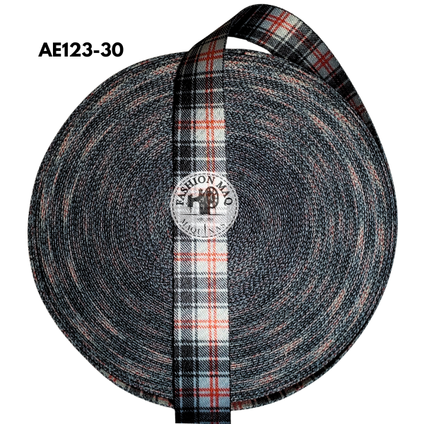 Alça Chic 30mm Estampada Tartan Cinza
