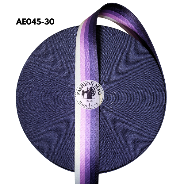 Alça Chic 30mm Estampada Listras Roxa