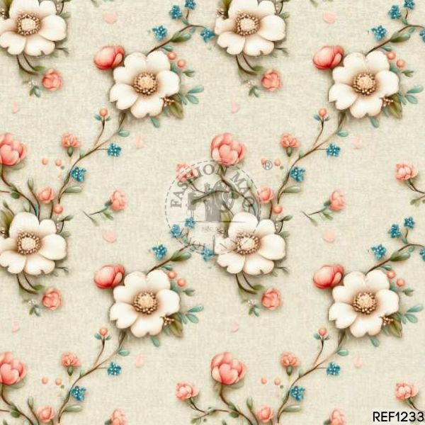 Tecido Tricoline Digital Delicatasse Flores 1