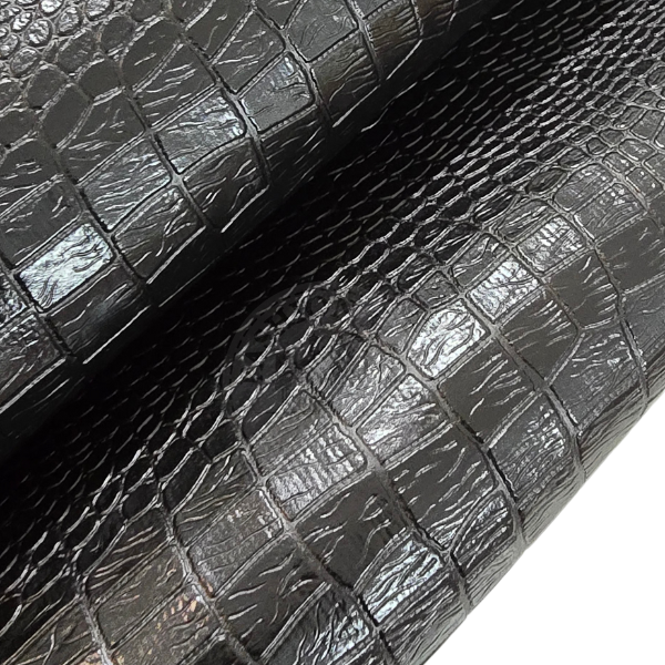 Sintético Crocodilo 0,8 Preto Fundo Malha