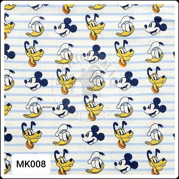 Tecido Fernando Maluhy Pluto Donald E Mickey 100% Algodão 0,50 Por 1,50 Largura