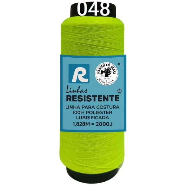 Linha de Costura Cor 048 Fluor 2000J (1.828m) Gramatura 120 Tex 27 Marca Resistente 100% Poliéster