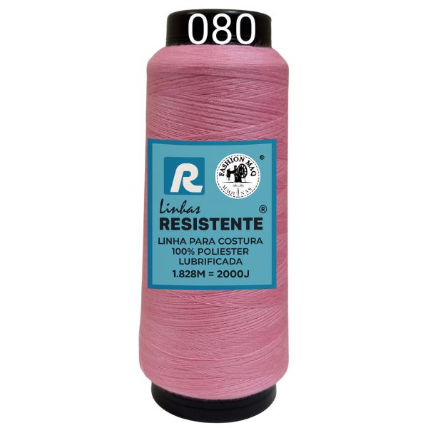 Linha de Costura Cor 080 Frenesi 2000J (1.828m) Gramatura 120 Tex 27 Marca Resistente 100% Poliéster
