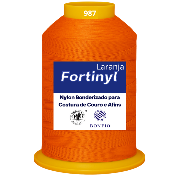 Linha de Nylon Bonfio Gramatura 60 Nº 987 (100% Poliamida) Cor Laranja - Para Costura de Couro e Afins