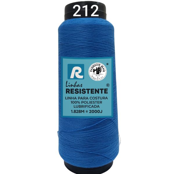 Linha de Costura Cor 212 Azulão 2000J (1.828m) Gramatura 120 Tex 27 Marca Resistente 100% Poliéster