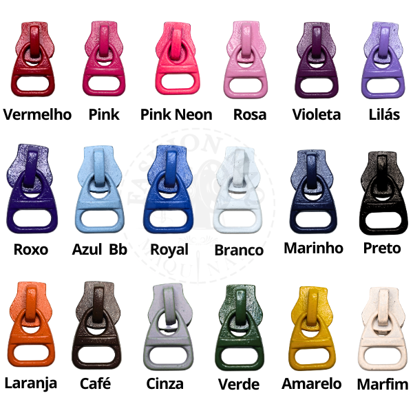 Cursor Para o Zíper Tratorado nº5 Colorido - Passa Fita Para Personalizar