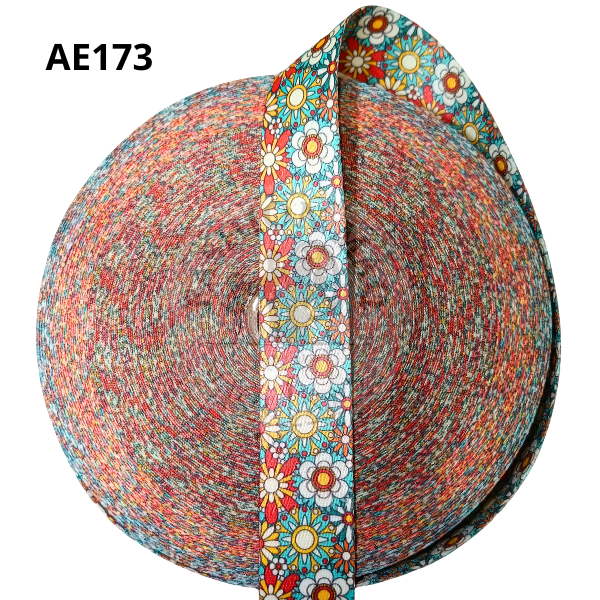Alça Acetinada Estampada Cor 173 Flores Collors 30mm - Toque Macio e Alta Resistência