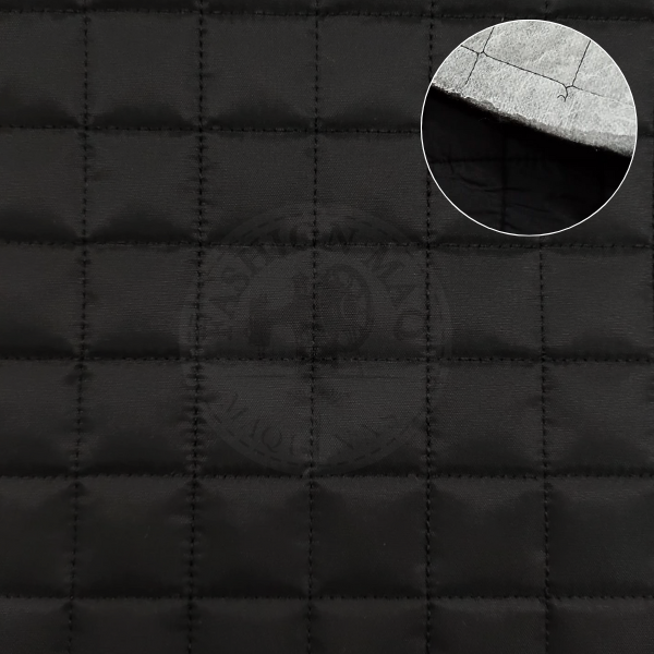 Nylon Emborrachado Puffer Estruturado Preto Matelassado 50cm x 1,40mt