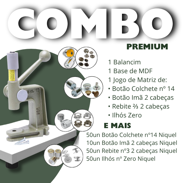 Combo Balancim Kit Premium Botões, Rebites e Ilhóses