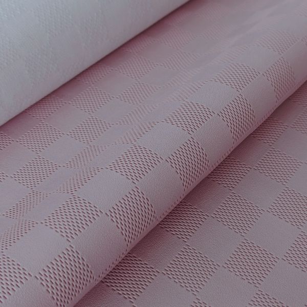 Sintético Xadrez 0.8mm Rosa Bebê com Fundo de Malha 0,50cm x 1,40mt