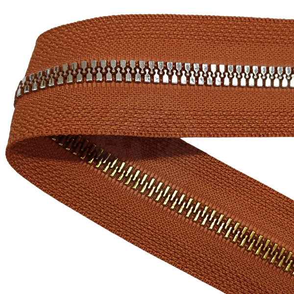 Zíper N°5 Two Way Bicolor Plástico de Alta Qualidade cor Terra Cota