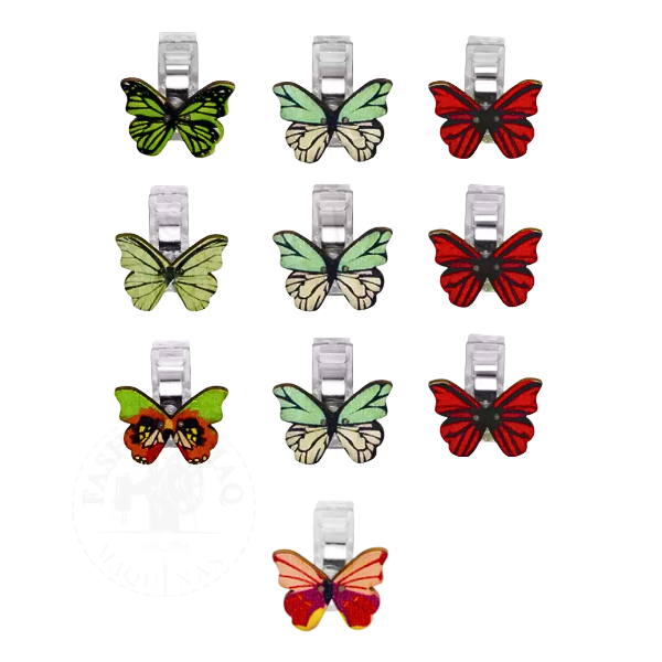 Clips P/ Prender Tecido Pequeno Borboleta C/ 10un