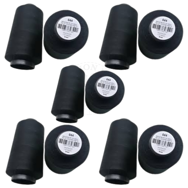 Combo 10 Linhas de Costura Preta Cor 044 2000J (1.828m) Gramatura 120 Tex 27 Marca Resistente 100% Poliéster