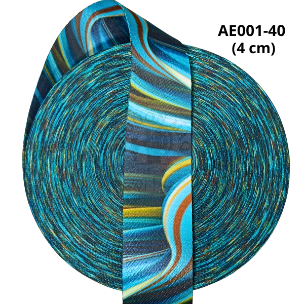 Alça Acetinada Estampada Cor 001 Ondas Psicodélicas 40mm (4cm) - Toque Macio e Alta Resistência