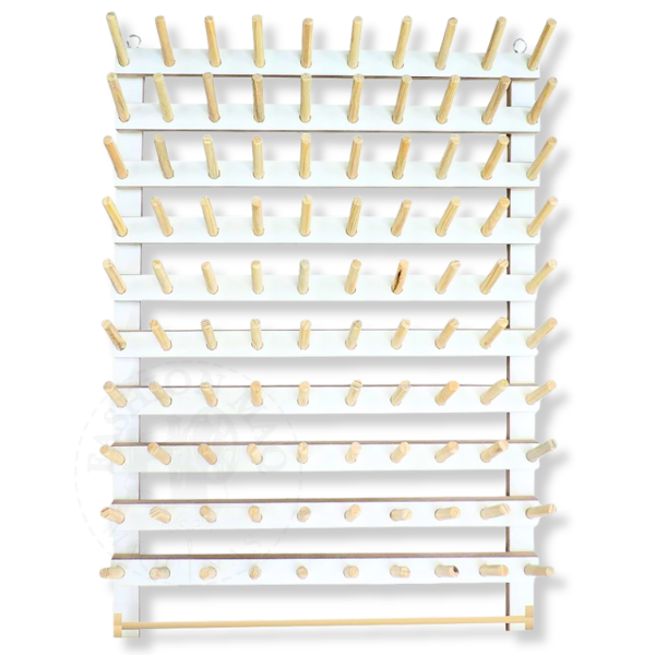 Suporte para 100 Cones de Linhas com Porta Viés de Madeira Resistente