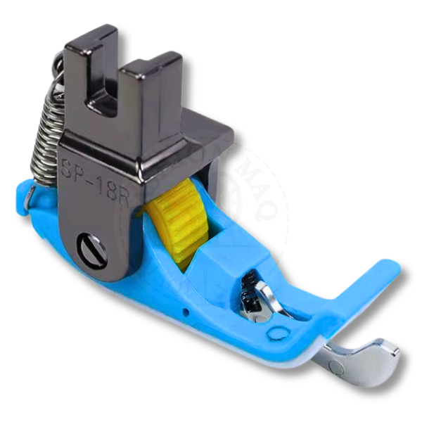 Calcador de Pesponto Para Reta Industrial de Teflon Com Rolete e Guia Direito 3/16 (5mm)