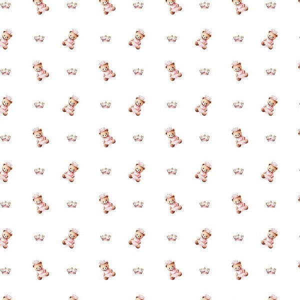 Tecido Tricoline Digital Ursinho c/ Coroa