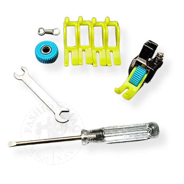 Calcador Reta Teflon C/ Rolete Catracado C/ Refil e Chaves