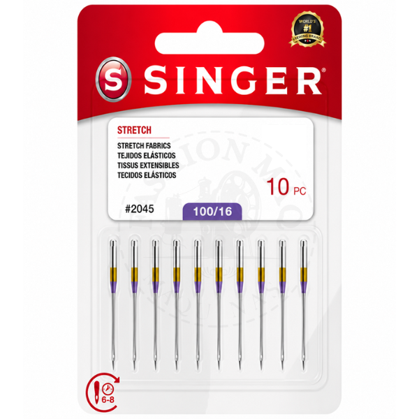 Agulha Singer Doméstica P/ Costurar Malha 2045 Nº16 Pct C/ 10un