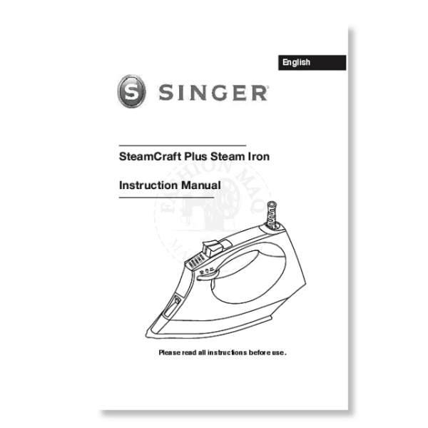 Manual de Ferro de Passar Singer SteamCraft Plus Original