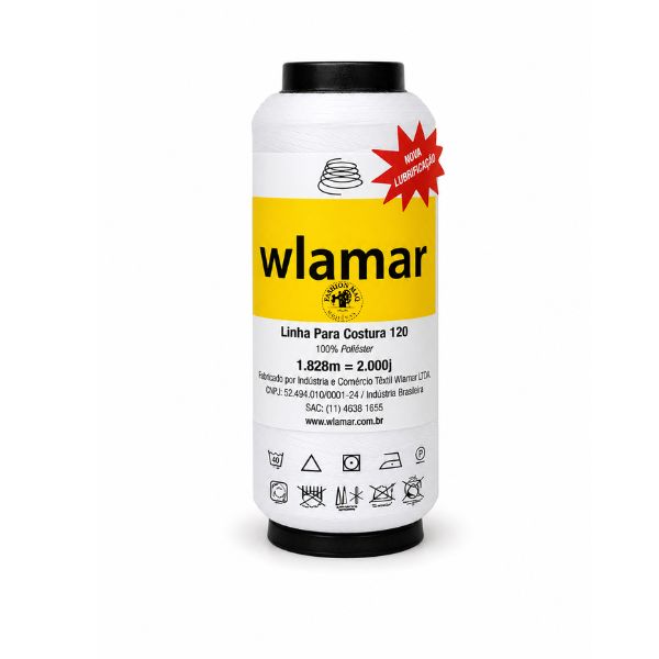 Linha de Costura Wlamar 120 Branca Cor 000 2000 Jardas / 1828m 100% Poliéster