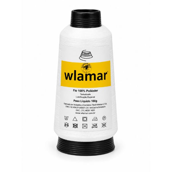 Fio de Poliéster Texturizado Wlamar Cor 000 Branco 100g Tex 23 Overloque e Galoneira