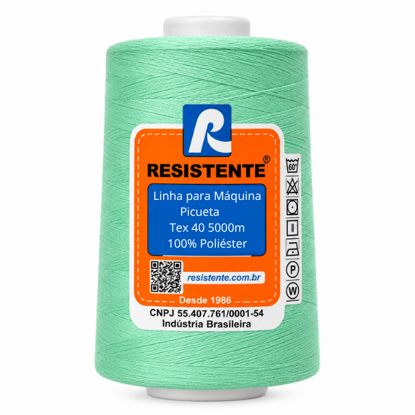 Linha Resistente 025/80 Verde Bebê Tex 40 5000m para Máquina Picueta 100% Poliéster
