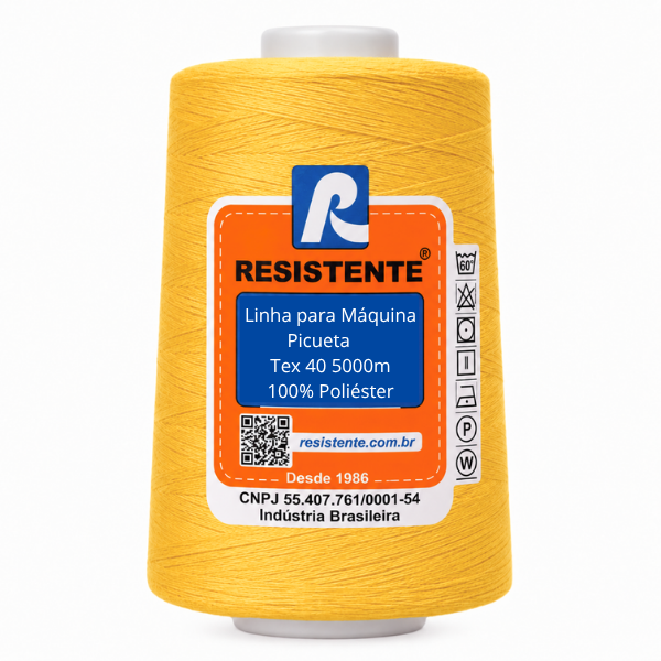 Linha Resistente 112/80 Amarelo Tex 40 5000m para Máquina Picueta 100% Poliéster