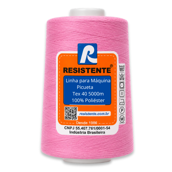 Linha Resistente 108/80 Rosa Bebê Tex 40 5000m para Máquina Picueta 100% Poliéster