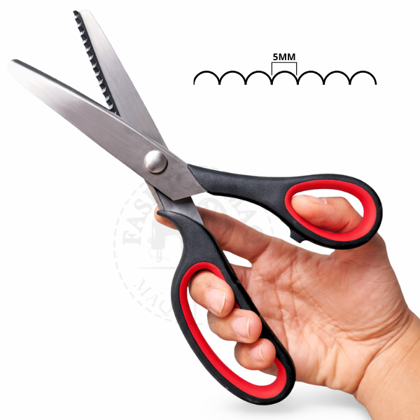 Tesoura de Picotar Escalope (Ondinha) 8,5 Polegadas com Cabo Soft - Para Tecidos, Papéis e Materiais Artesanais