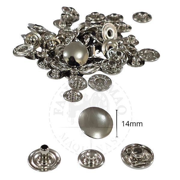Botão Colchete de Pressão Nº14 Niquel 14mm com 50 unidades