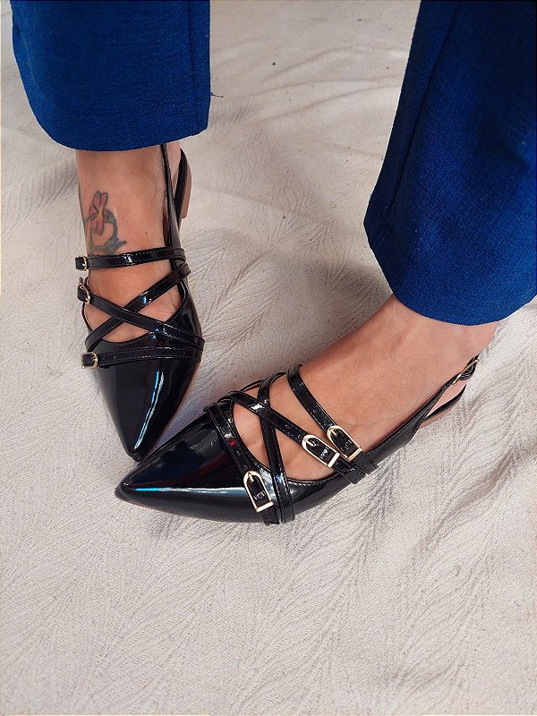 SLINGBACK BRUNA PRETO VERNIZ