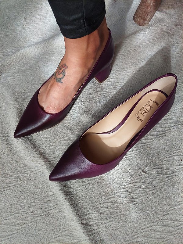 SCARPIN JULIA VERDE ROXO SALTO 5CM