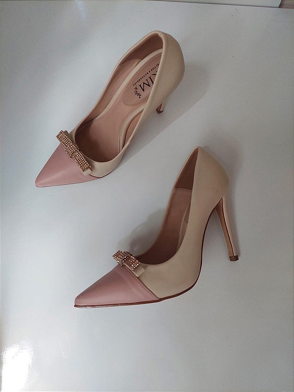 SCARPIN KARINA BICOLOR OFF WHITE E ROSA